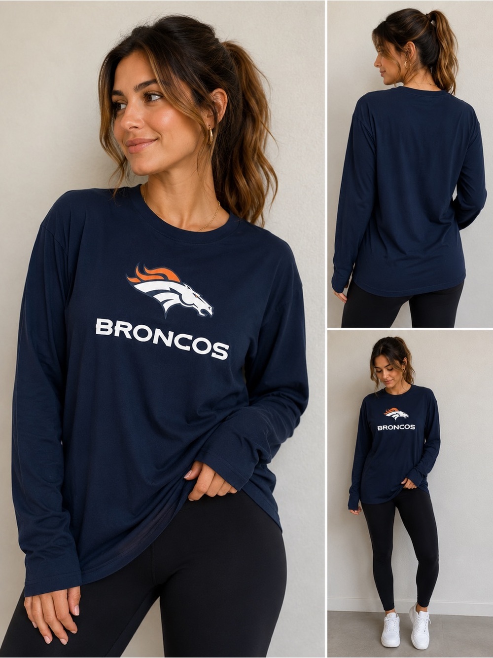 Fanatics Navy Denver Broncos Long-Sleeve Tee with Logo